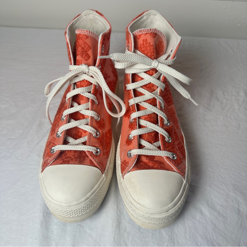 Converse Vibrant Coral Patterned High-Top Sneakers - Picture 3 of 7